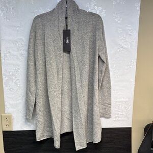 LUSSO Heather fog Cashmere open front long sleeve sweater cardigan size M